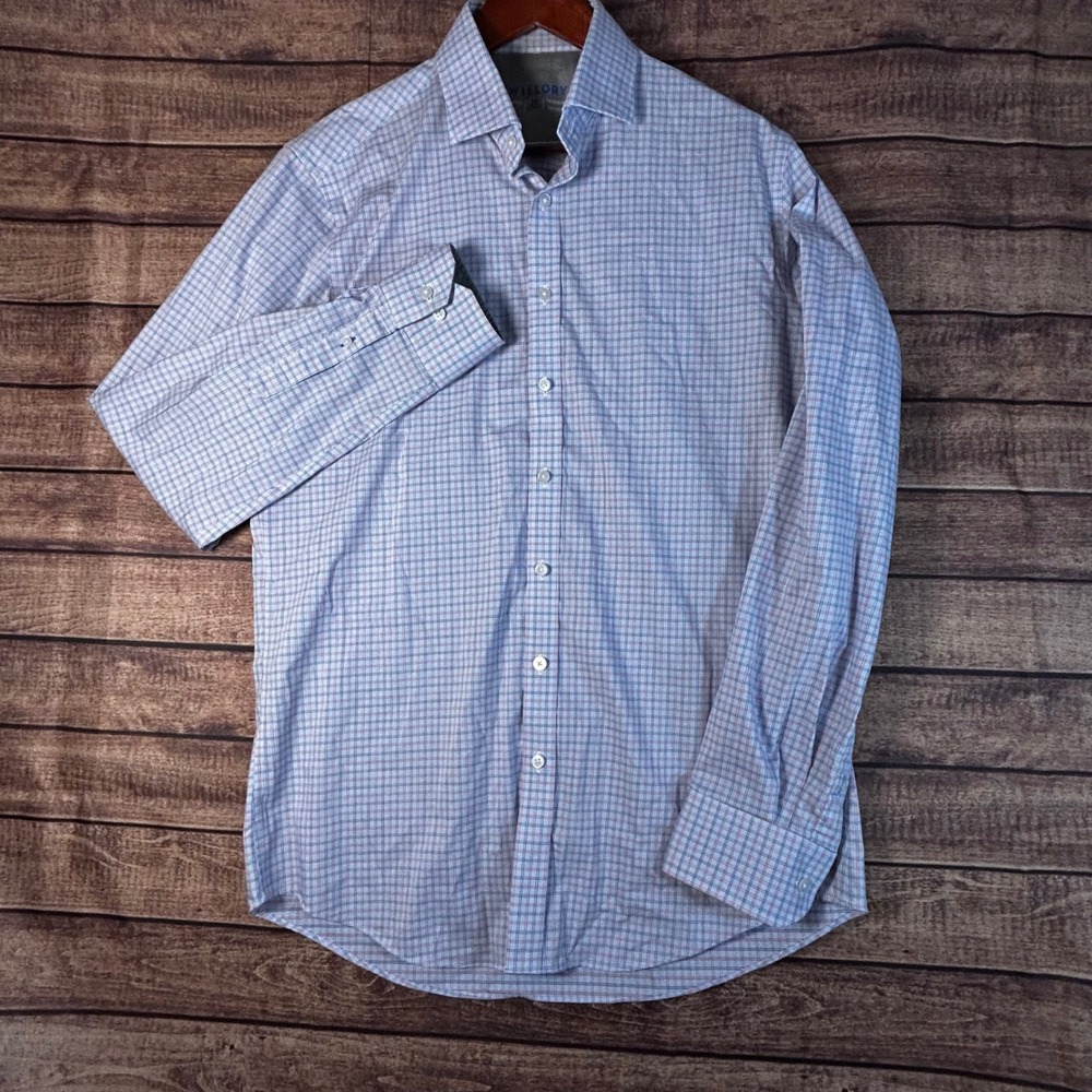 Twillory Mens Performance Fabric Tailored Fit Multi-Check Dress Shirt 16.5 36-37